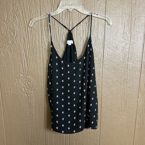 Loft Tank Top Racerback Camisole Black‎ White Geometric Size Large Petite